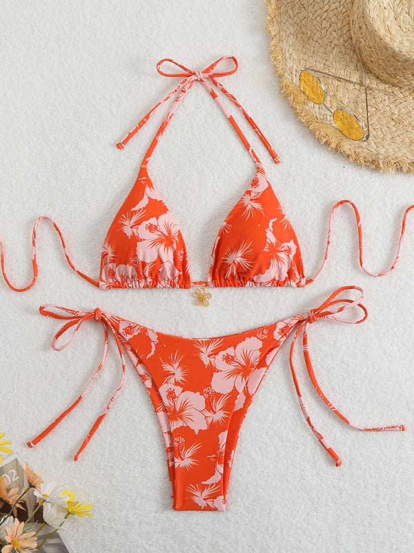 Swimwear - Floral print halterneck bikini