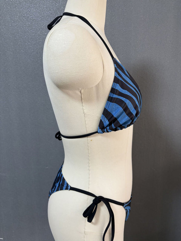 Swimwear - Zebra print halter bikini