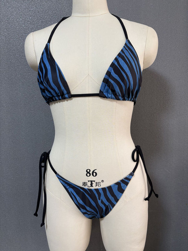Swimwear - Zebra print halter bikini