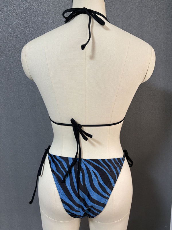 Swimwear - Zebra print halter bikini