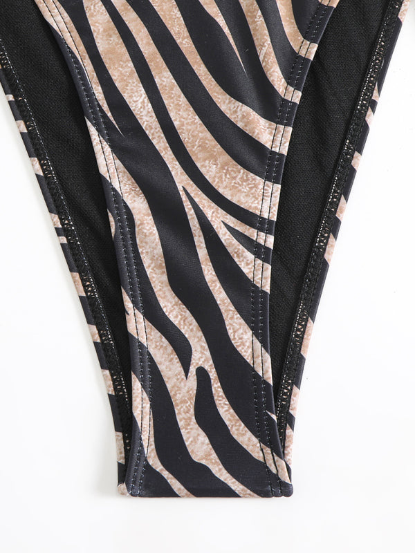 Swimwear - Zebra print halter bikini