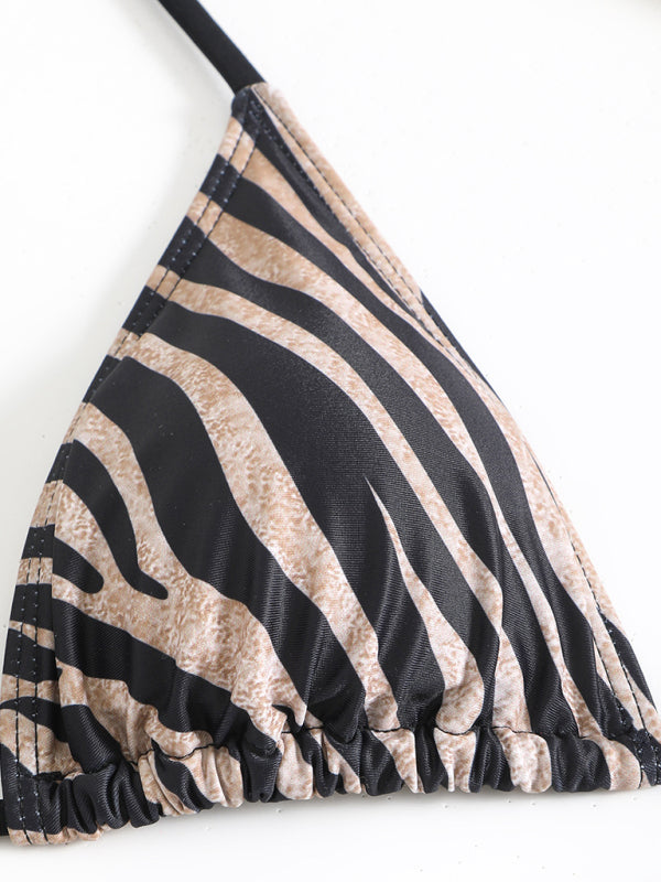 Swimwear - Zebra print halter bikini