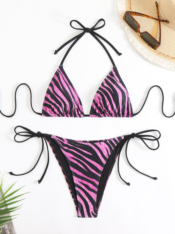 Swimwear - Zebra print halter bikini