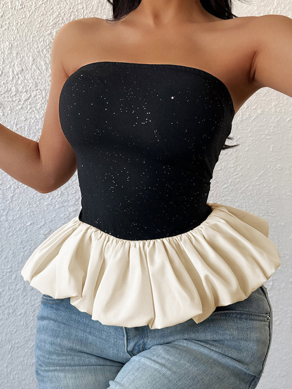 Tube Tops - Black and white contrast bud tube top