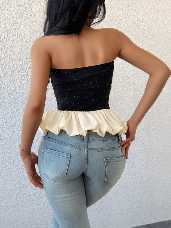 Tube Tops - Black and white contrast bud tube top