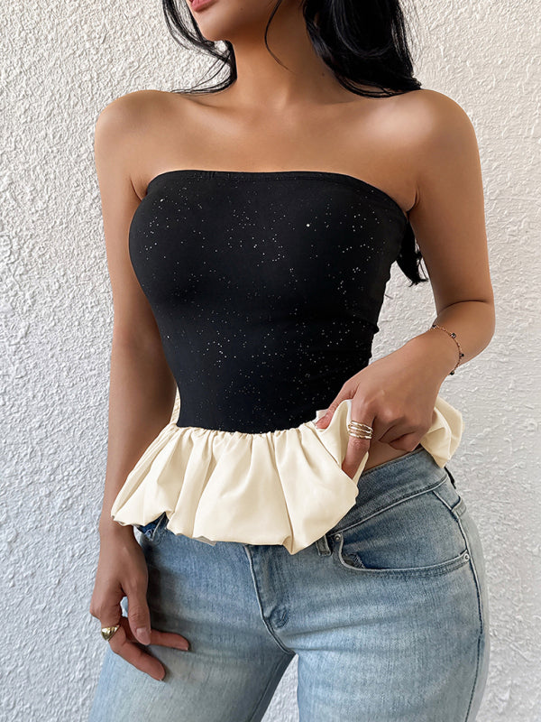 Tube Tops - Black and white contrast bud tube top