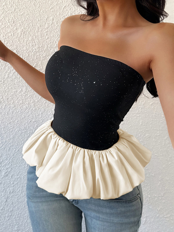 Tube Tops - Black and white contrast bud tube top