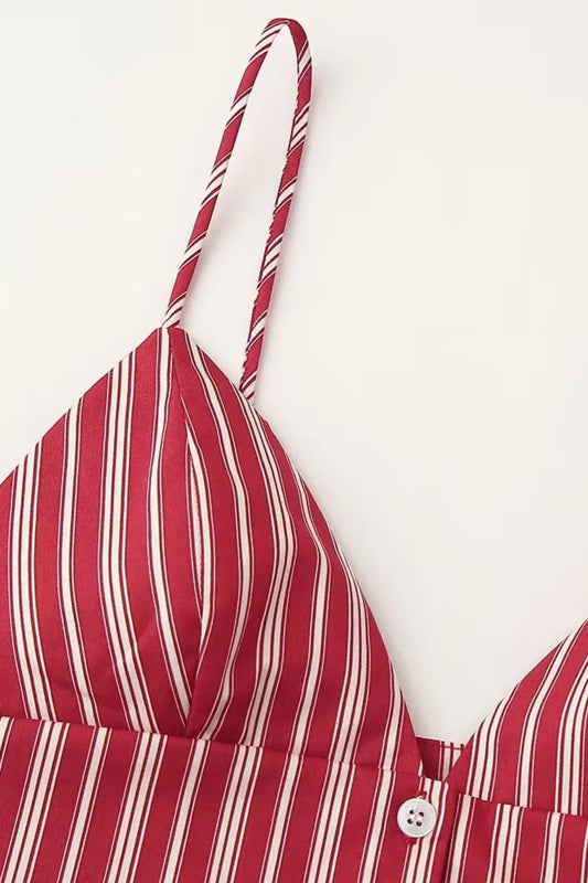 Matching Sets - Fashion Striped Short Top + Striped Midi Skirt Set