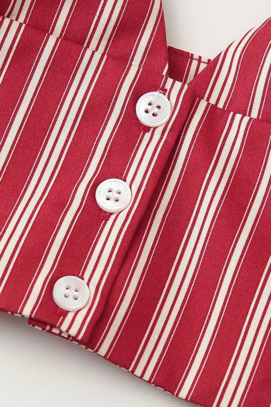 Matching Sets - Fashion Striped Short Top + Striped Midi Skirt Set