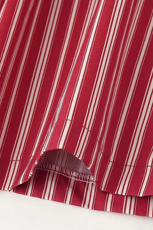 Matching Sets - Fashion Striped Short Top + Striped Midi Skirt Set