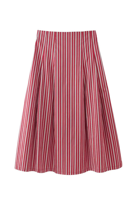 Matching Sets - Fashion Striped Short Top + Striped Midi Skirt Set