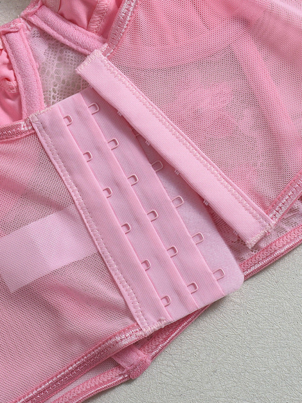 Lingerie - Floral Embroidered Bow Sexy Lingerie Set