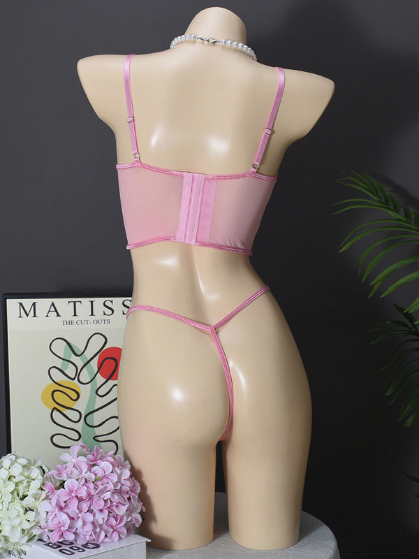 Lingerie - Floral Embroidered Bow Sexy Lingerie Set