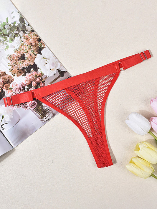 Lingerie - Fishnet Low Waist Adjustable Belt Comfortable See-Through Women's Sexy Panties