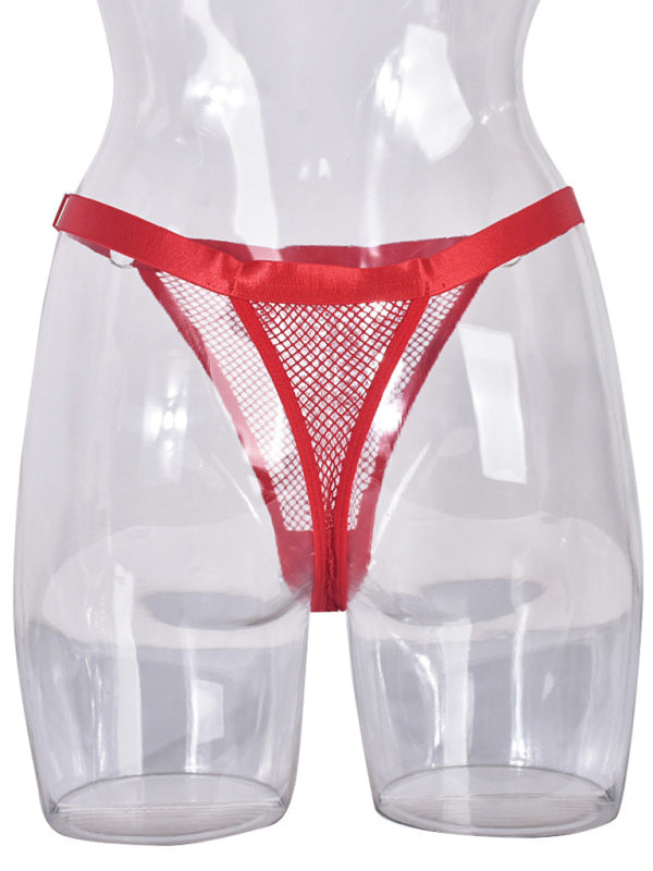 Lingerie - Fishnet Low Waist Adjustable Belt Comfortable See-Through Women's Sexy Panties