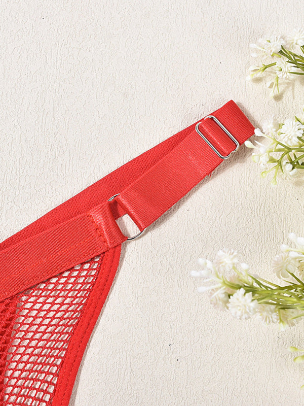 Lingerie - Fishnet Low Waist Adjustable Belt Comfortable See-Through Women's Sexy Panties