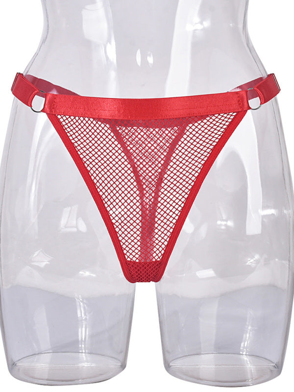Lingerie - Fishnet Low Waist Adjustable Belt Comfortable See-Through Women's Sexy Panties