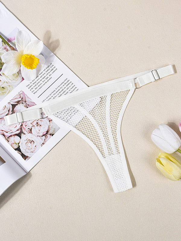 Lingerie - Fishnet Low Waist Adjustable Belt Comfortable See-Through Women's Sexy Panties