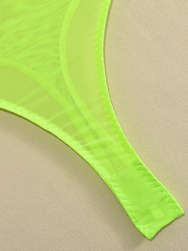 Lingerie - New sexy temptation mesh suspender dress set including leg socks