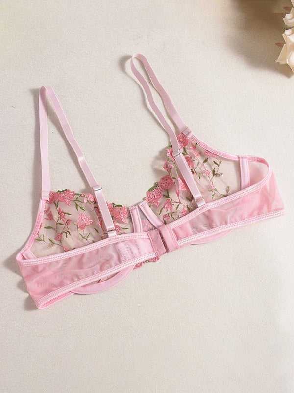 Lingerie - Flower Embroidery Sexy Lingerie Set