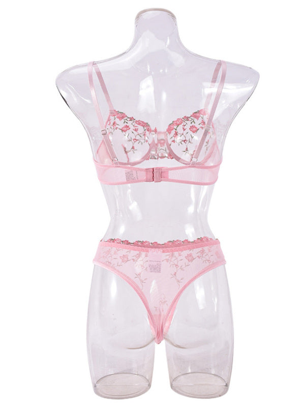 Lingerie - Flower Embroidery Sexy Lingerie Set