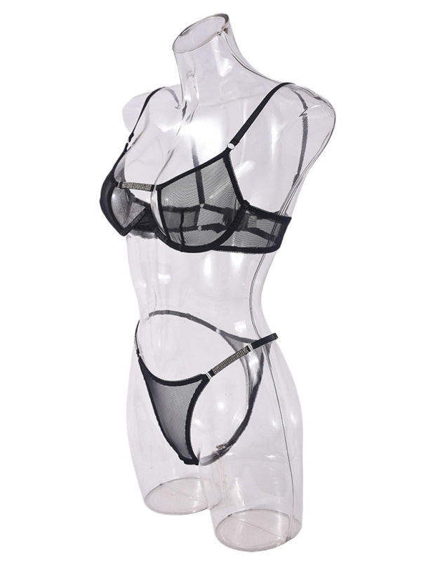 Lingerie - Mesh see-through handmade hot diamond sexy lingerie set