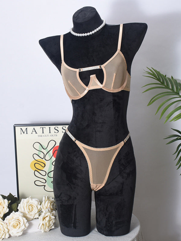 Lingerie - Mesh see-through handmade hot diamond sexy lingerie set