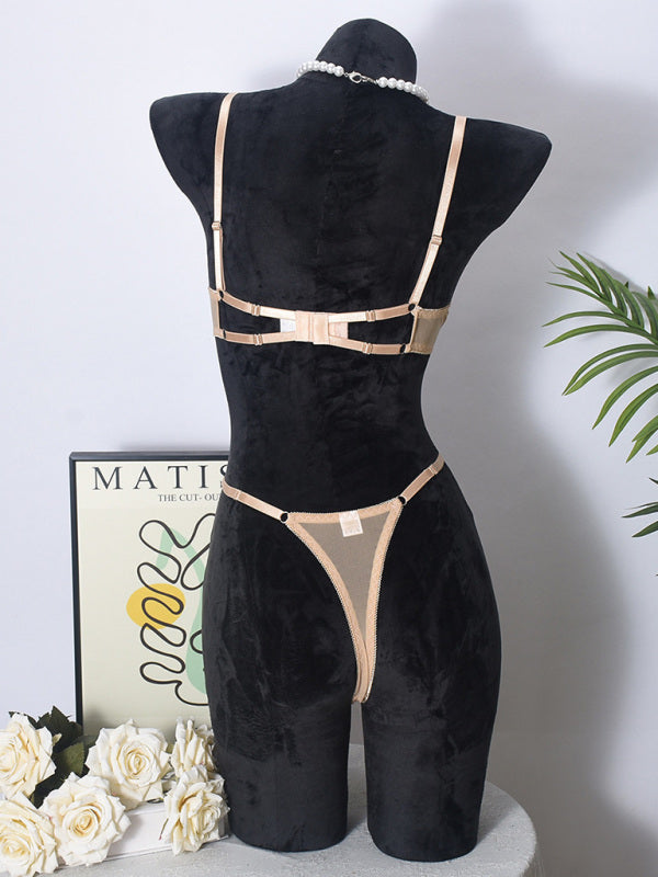 Lingerie - Mesh see-through handmade hot diamond sexy lingerie set
