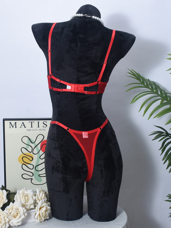 Lingerie - Mesh see-through handmade hot diamond sexy lingerie set