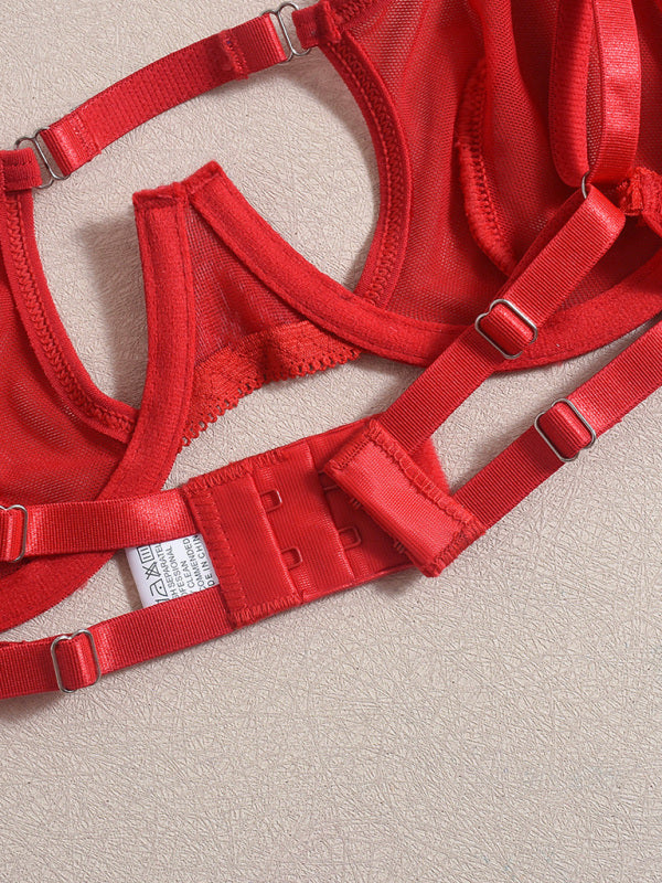 Lingerie - Mesh see-through handmade hot diamond sexy lingerie set