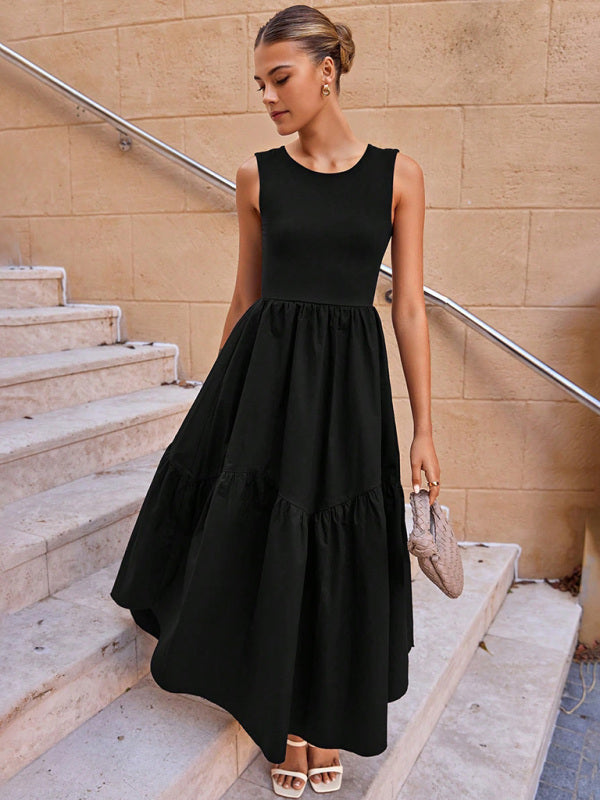 Tea-Length Dresses - Backless Lace-Up Dress