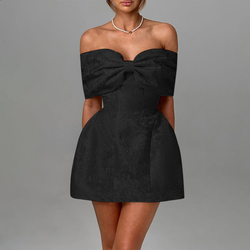 Elegant Dresses - One-shoulder bow sexy backless dress
