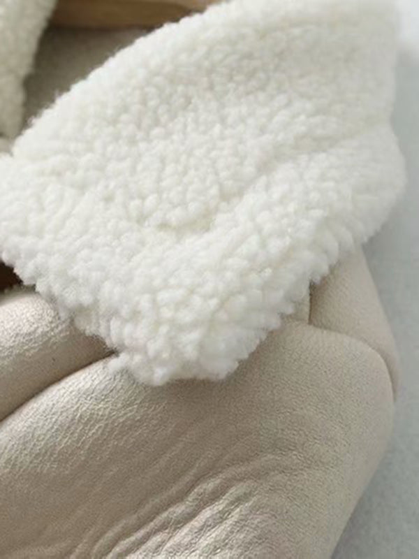 Aviator Jackets- Faux Leather Fur Lined Winter Flight Jacket- - Pekosa Women Clothing