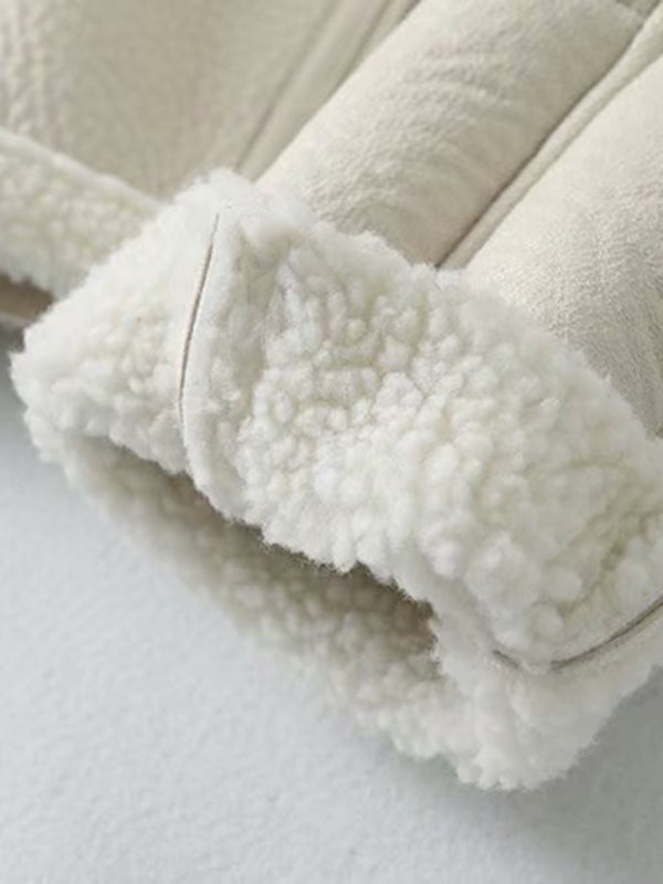 Aviator Jackets- Faux Leather Fur Lined Winter Flight Jacket- - Pekosa Women Clothing