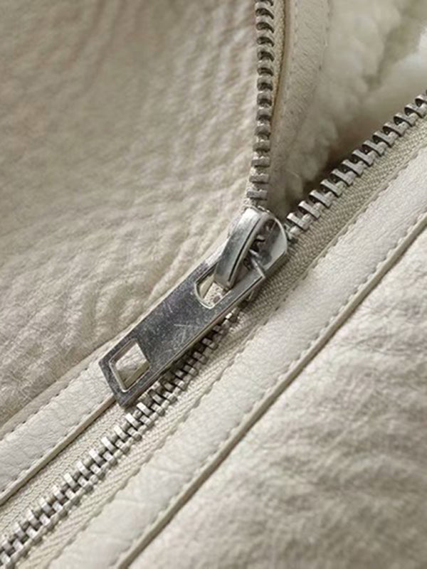 Aviator Jackets- Faux Leather Fur Lined Winter Flight Jacket- - Pekosa Women Clothing