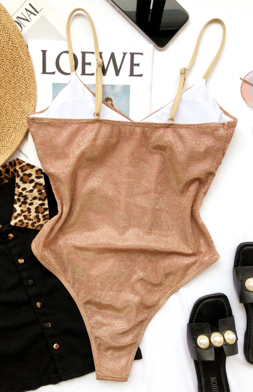 Bikini One Piece- Sparkly One Piece Swimsuit - Pool Party Swimwear- - Pekosa Women Clothing