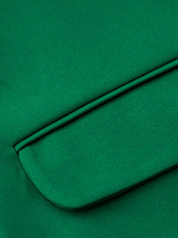 Blazers- Solid Open Front Shawl Lapels Blazer- - Pekosa Women Clothing