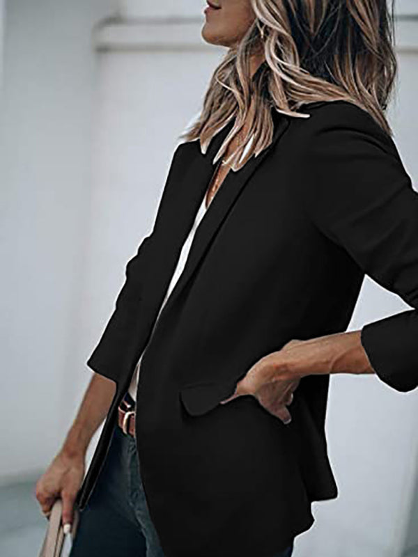 Blazers- Versatile Women's Notch Lapel Blazer: Casual to Office Wear- - Pekosa Women Clothing