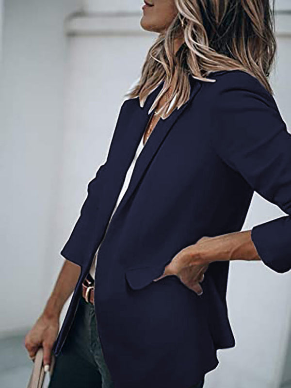 Blazers- Versatile Women's Notch Lapel Blazer: Casual to Office Wear- - Pekosa Women Clothing