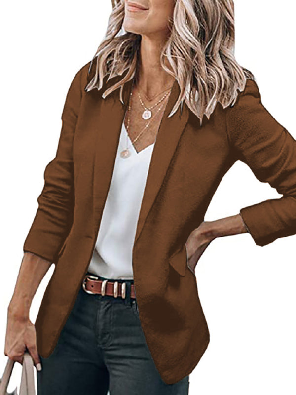 Blazers- Versatile Women's Notch Lapel Blazer: Casual to Office Wear- - Pekosa Women Clothing
