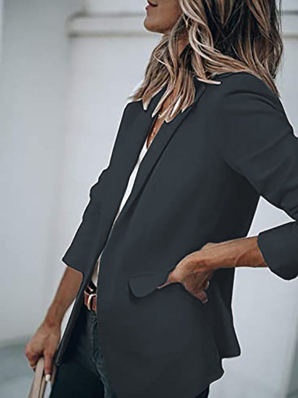 Blazers- Versatile Women's Notch Lapel Blazer: Casual to Office Wear- - Pekosa Women Clothing
