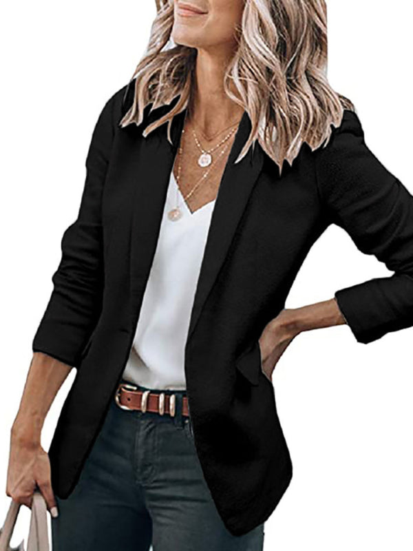 Blazers- Versatile Women's Notch Lapel Blazer: Casual to Office Wear- - Pekosa Women Clothing