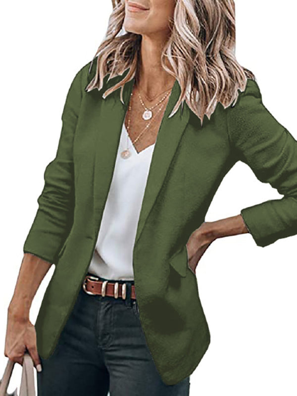 Blazers- Versatile Women's Notch Lapel Blazer: Casual to Office Wear- - Pekosa Women Clothing