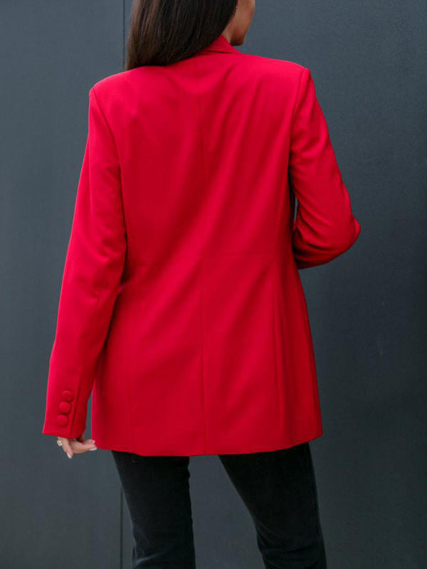 Blazers- Weather-Ready Double Breasted Raincoat Blazer: Fashion meets Function!- - Pekosa Women Clothing