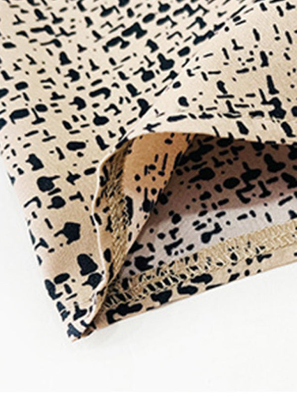 Blouses- Printed Cold Shoulder V-Neck Blouse Top with Frill Accents- - Pekosa Women Clothing