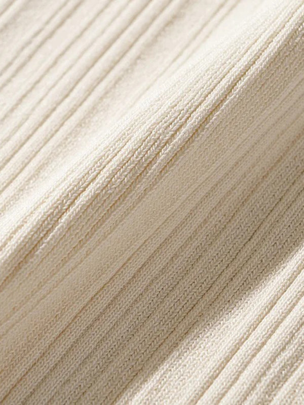 Bodycon Dresses- Body-Hugging Ribbed Midi Dress with Long Sleeves- - Pekosa Women Clothing