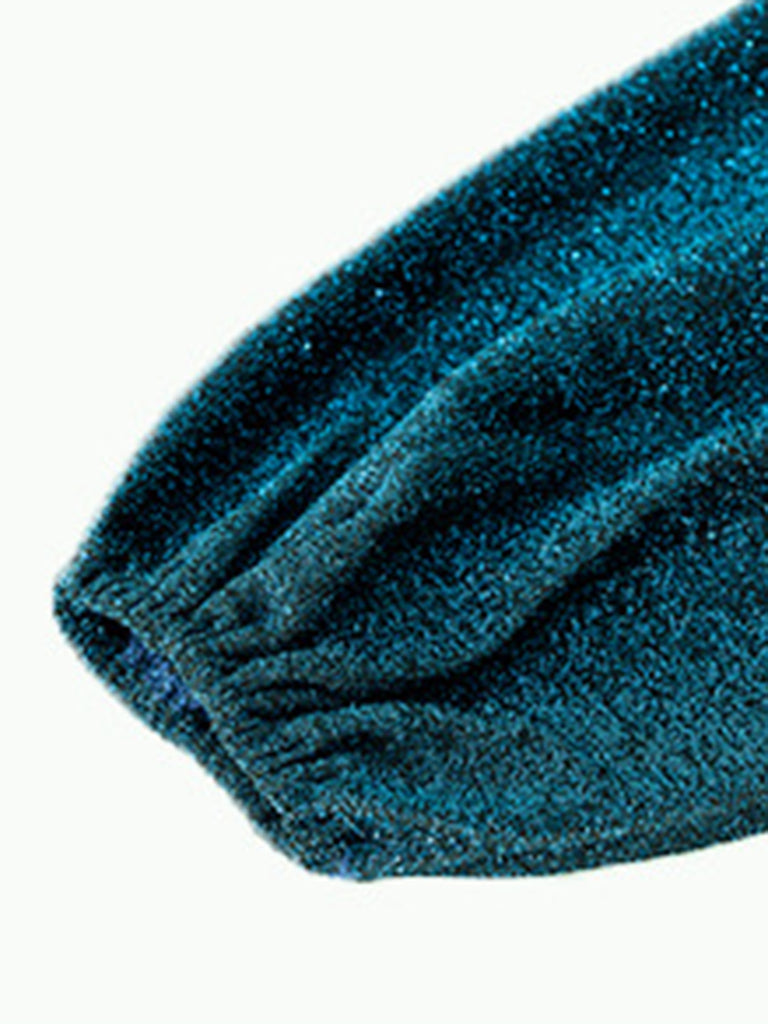 Bodycon Dresses- Glittering Bodycon Sweater Dress with Balloon Sleeve - Be Glamorous!- - Pekosa Women Clothing