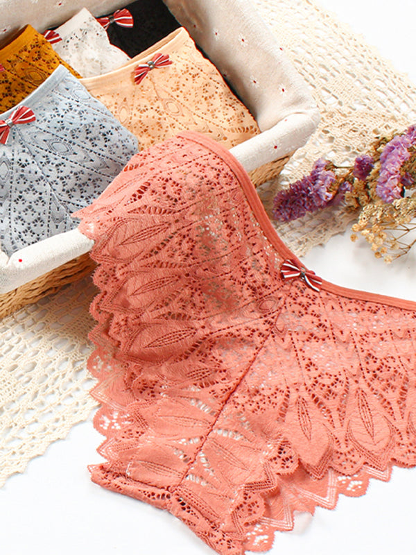 Briefs- Lace Women's Low-Waist Panty Briefs- - Pekosa Women Clothing