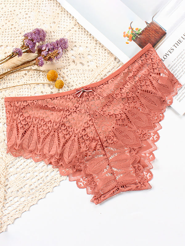 Briefs- Lace Women's Low-Waist Panty Briefs- - Pekosa Women Clothing