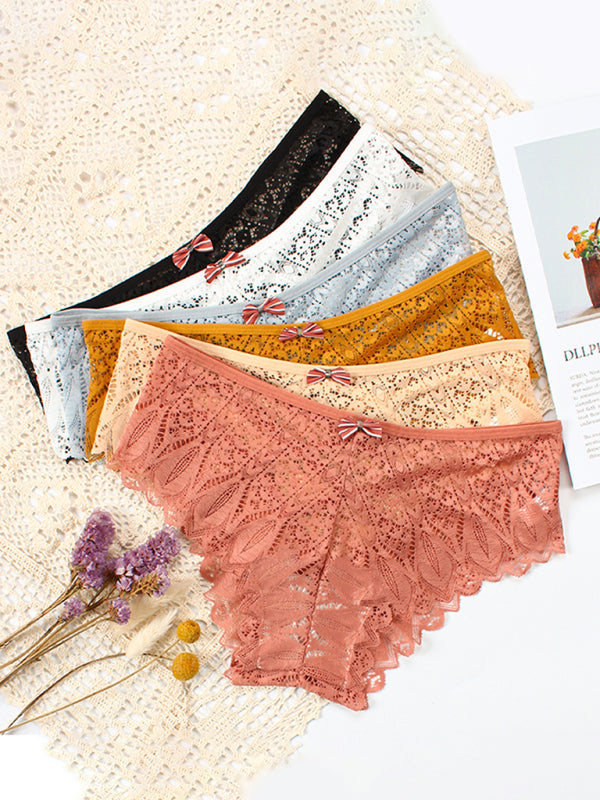 Briefs- Lace Women's Low-Waist Panty Briefs- - Pekosa Women Clothing